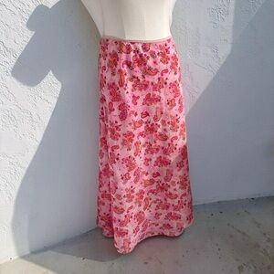 Vintage Y2K Pink Paisley Satin Maxi Skirt Slip Fairycore Cottagecore M